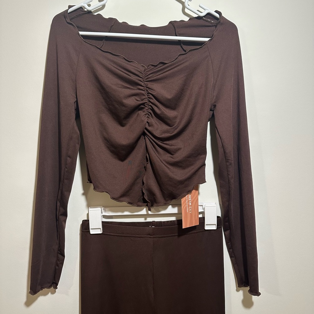SheinSXY Two-Piece Brown Long Sleeve Set
